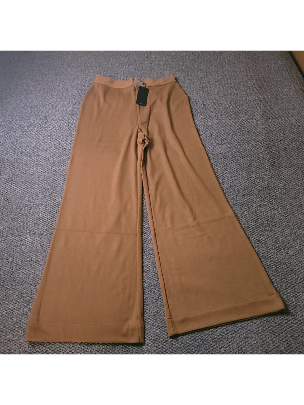 Suzie Kondi Ponte Pants Womens L Large High Waist Boot Cut Camel Flare Wide